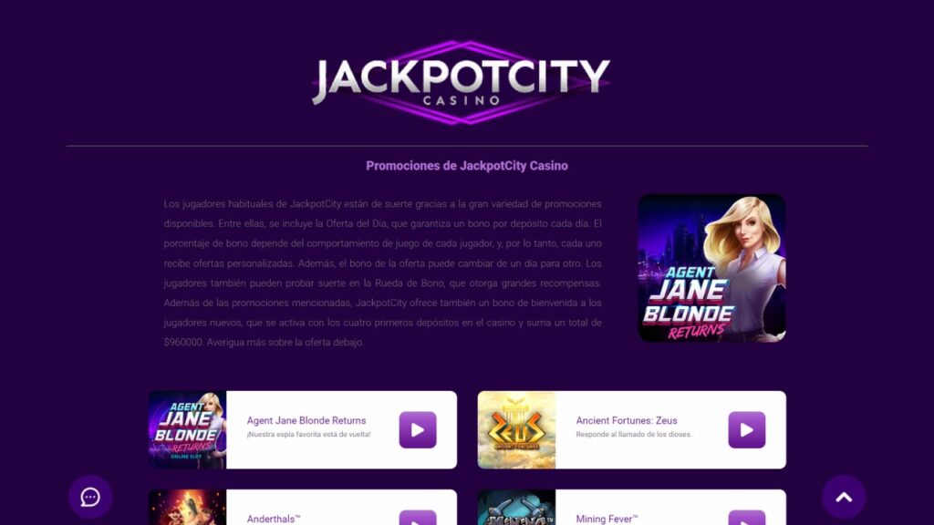 bonos de Jackpot City