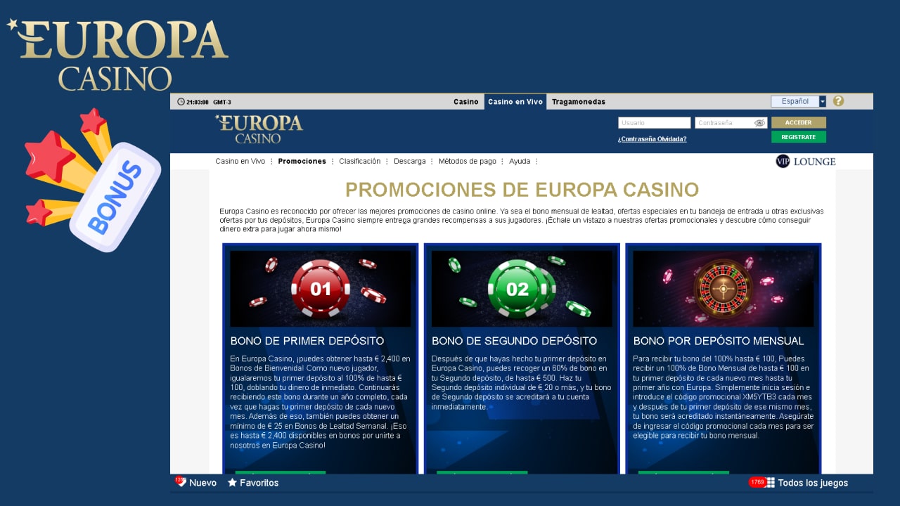 mejores bonos de Europa Casino